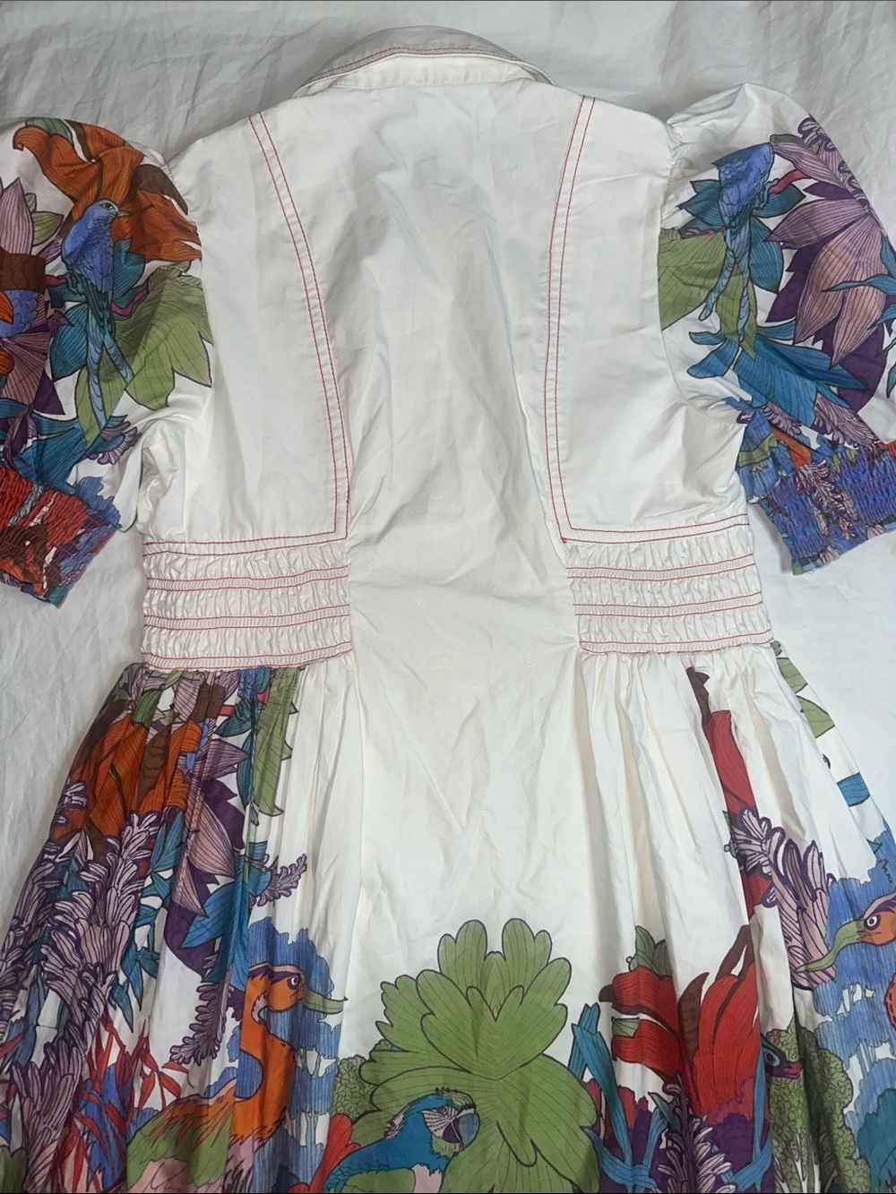 Maeve Puff-Sleeve Smocked Shirt Dress Size S - Picture 11 of 16
